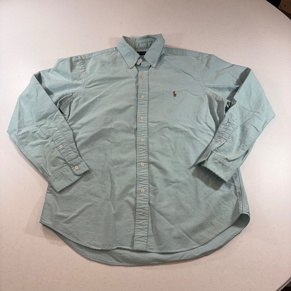 Polo Ralph Lauren Mens Large Oxford Button Down Shirt Light Blue Long Sleeve